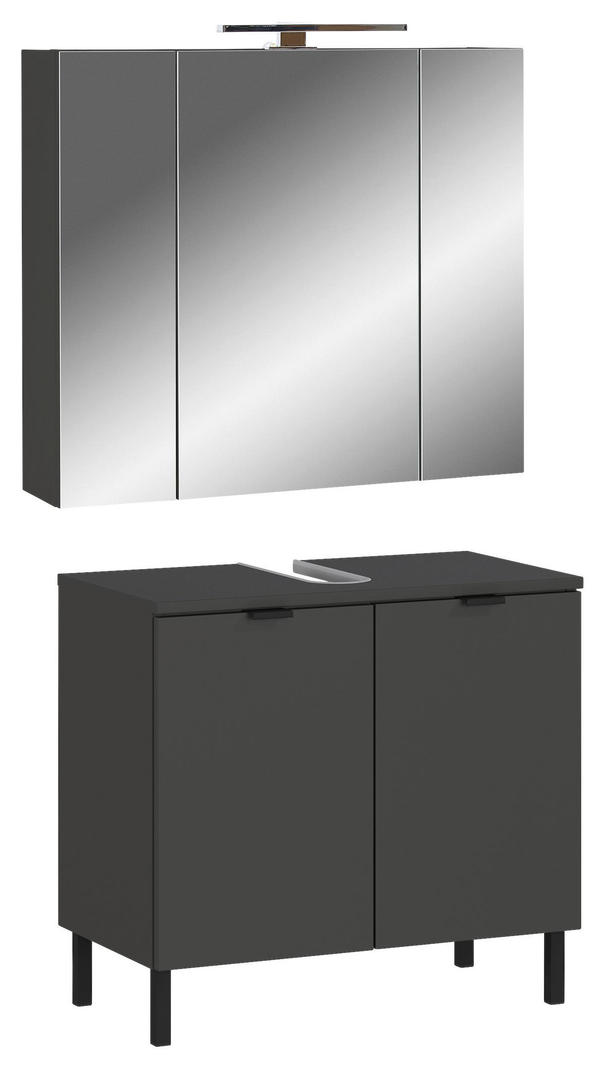 Badezimmer Gw-Arcena - Schwarz/Graphitfarben, MODERN, Holzwerkstoff (76cm) - Germania