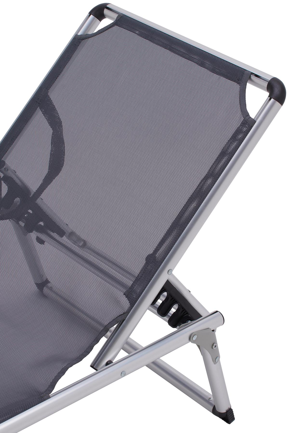 Dreibeinliege Leni Aluminium, Textilene - Anthrazit/Alufarben, MODERN, Textil/Metall (186/25/56cm) - Ondega