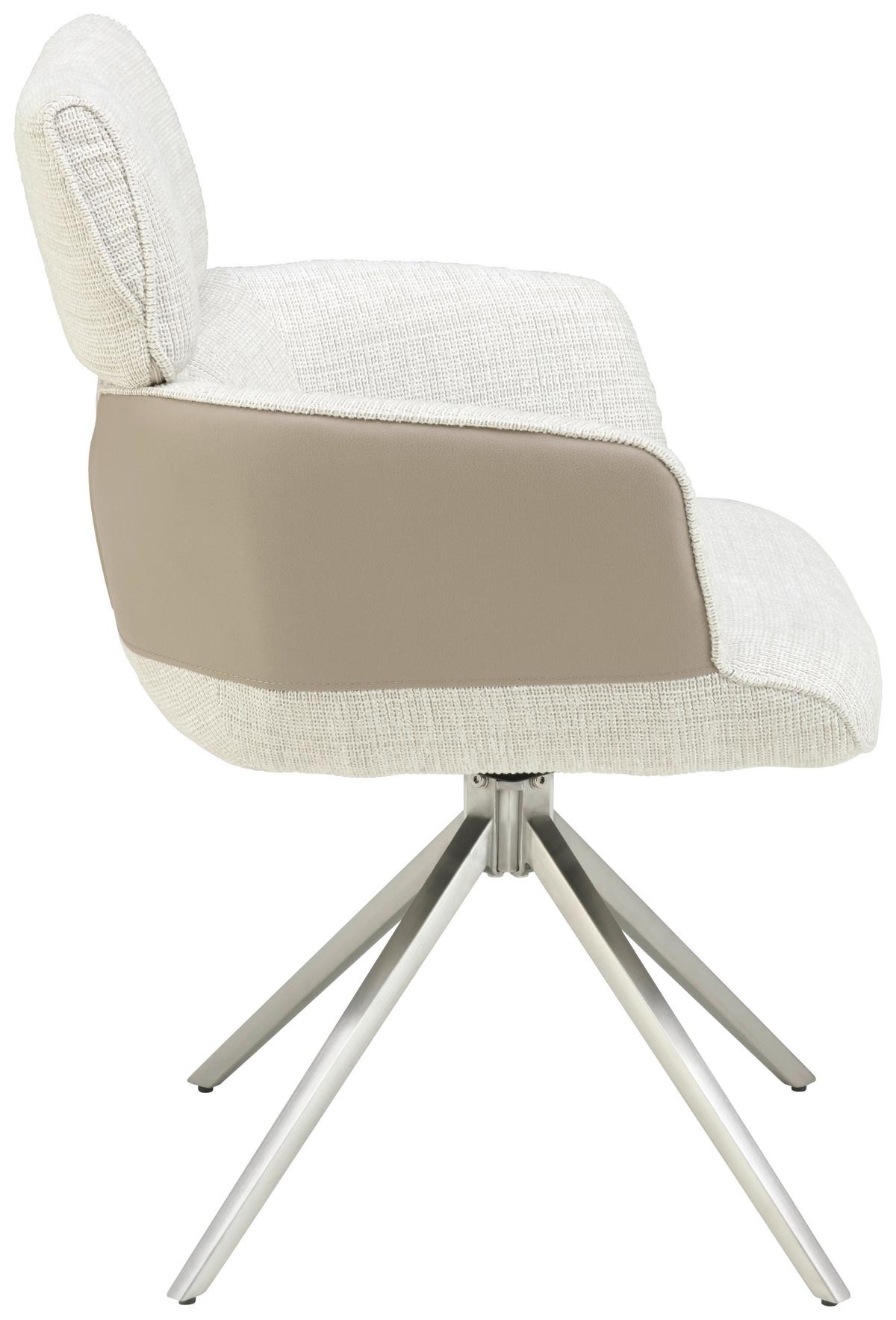 Armlehnstuhl Blake Beige, Sitzfl. 360° Drehbar - Taupe/Edelstahlfarben, KONVENTIONELL, Textil/Metall (59,5/90,5/64,5cm) - Livetastic