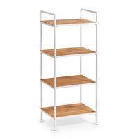 Standregal Bambus/metall Bxhxt: 39x95x33 Cm,4 Ablagen - Naturfarben/Weiß, Basics, Holz/Metall (39/95/33cm) - Zeller Present