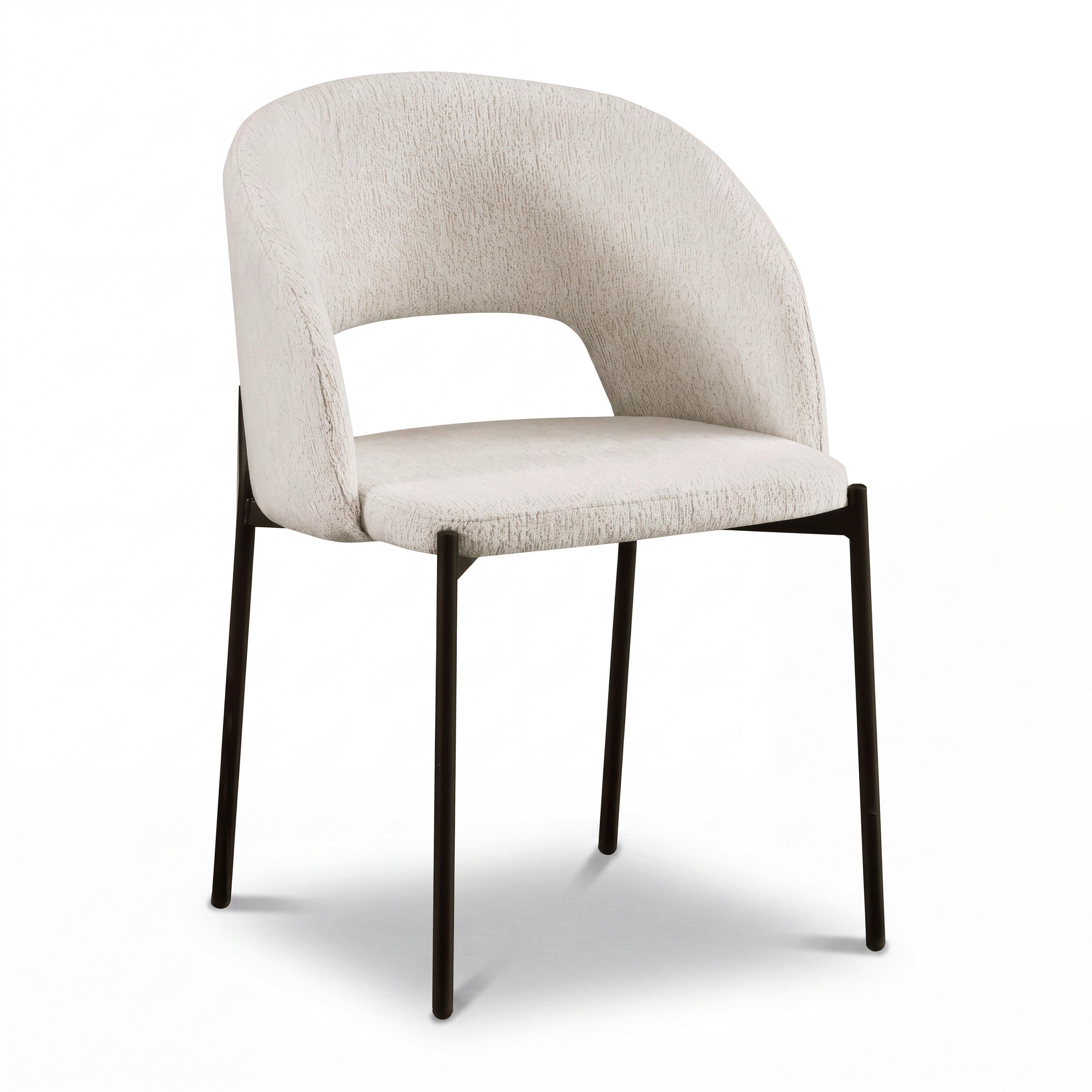 Stolička Nadiya ľanový vzhľad, čalúnené - čierna/krémová, Modern, kov/drevo (52/78/56cm) - Bessagi Home