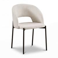 Stolička Nadiya ľanový vzhľad, čalúnené - čierna/krémová, Modern, kov/drevo (52/78/56cm) - Bessagi Home