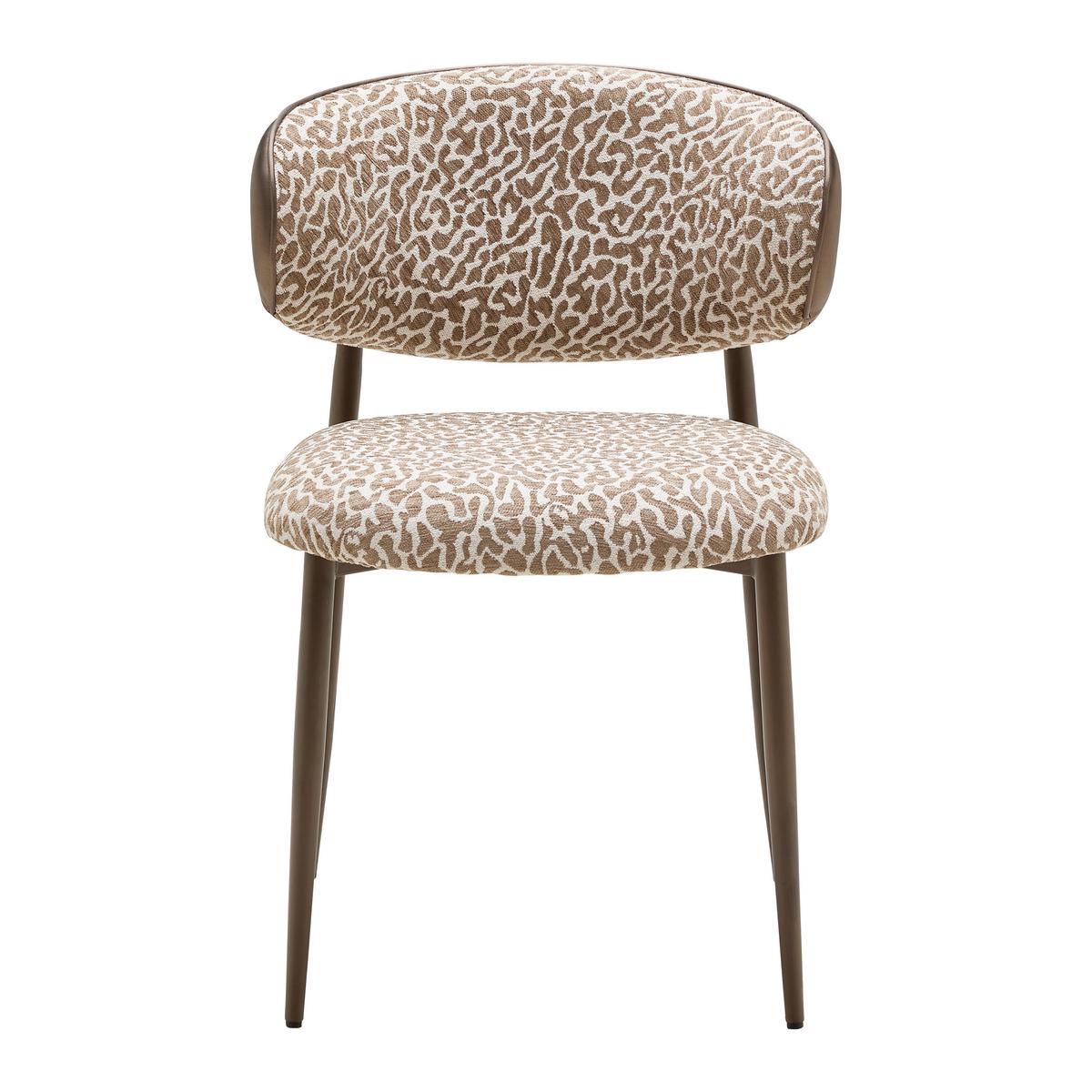 Židle Leano leopardí vzor a vzhled kůže - hnědá, Lifestyle, kov/textil (54/80/59cm) - Premium Living