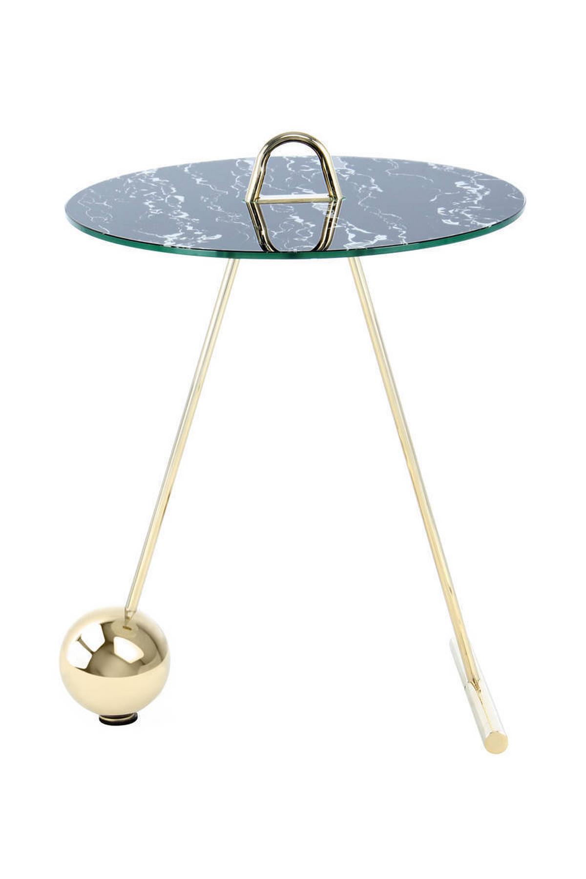 Beistelltisch Pendulum, Schwarz/Goldfarben - Goldfarben/Schwarz, Basics, Glas/Metall (46/60cm) - Kayoom
