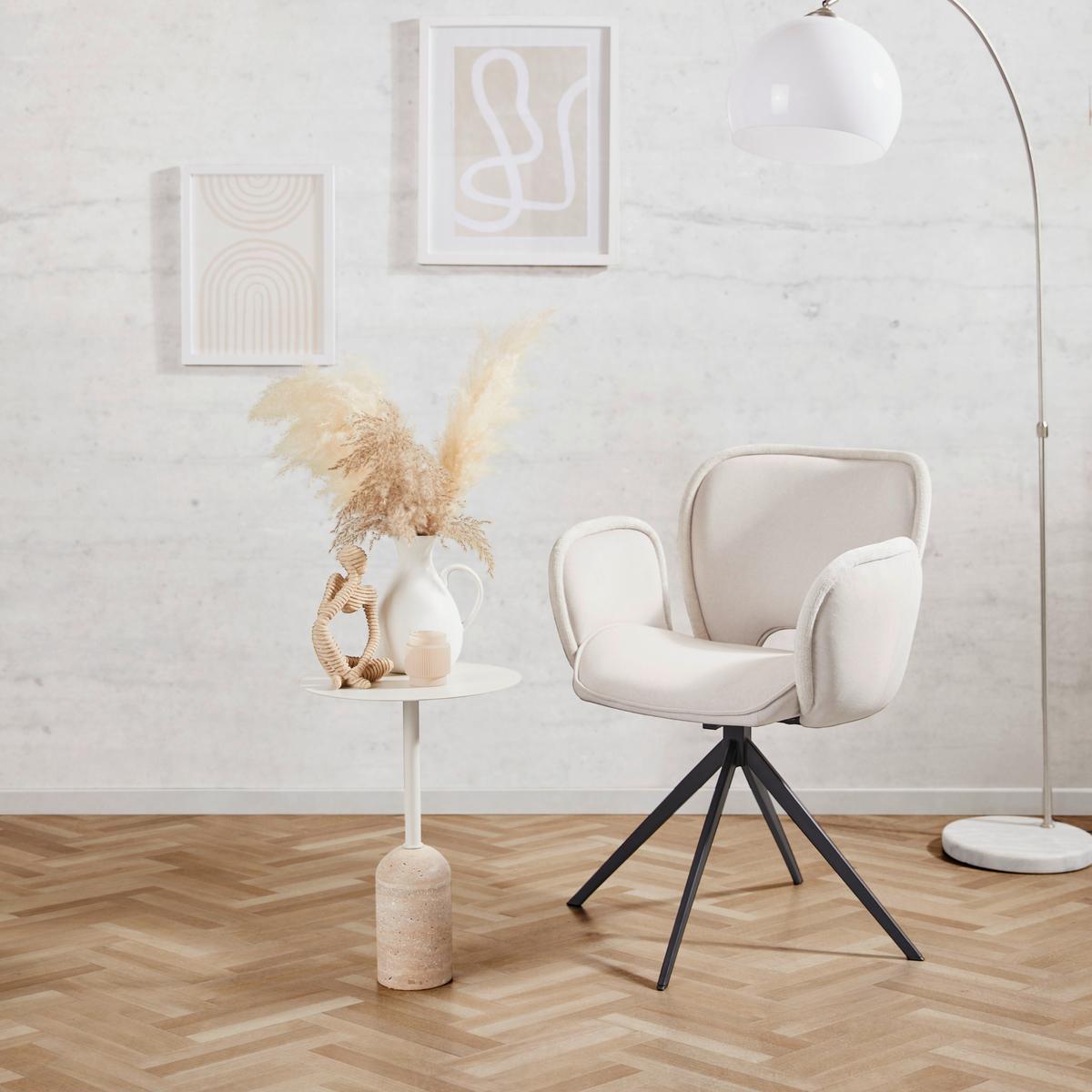 Beistelltisch Treviso Hellgrau - Hellgrau/Grau, Design, Stein/Metall (35/47/35cm) - Livetastic