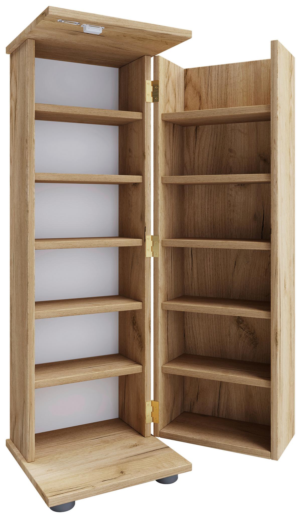 CD-Regal Engalo Eiche Dekor B: 31 cm - Honigeiche/Schwarz, Design, Holzwerkstoff (31/93/31cm) - MID.YOU