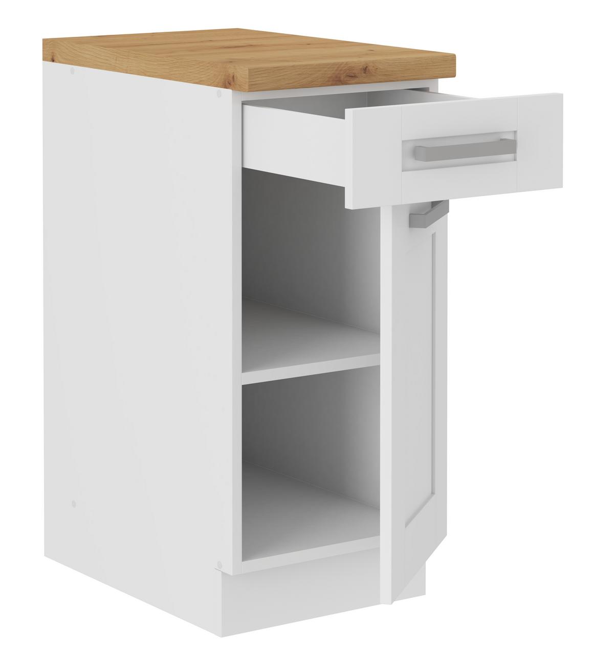 Küchenunterschrank Luisa B: 40 Cm Weiß Mit Lade - Weiß/Eiche Artisan, ROMANTIK / LANDHAUS, Holzwerkstoff (40/86/60cm) - Ondega