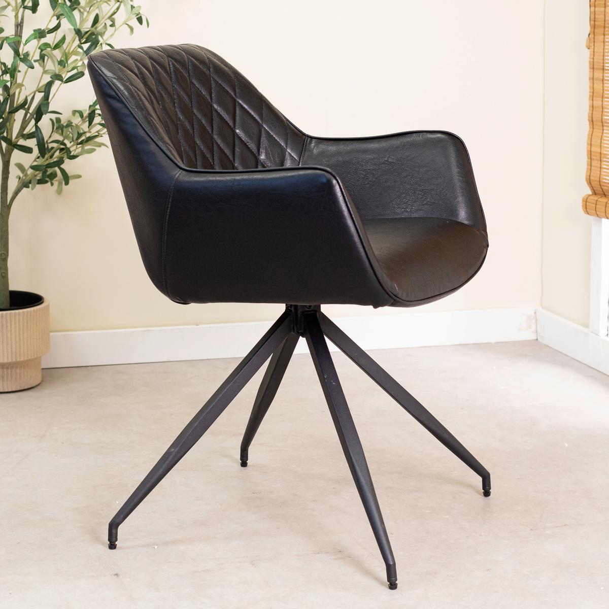 Armlehnstuhl-set Gabi Schwarz - Schwarz, KONVENTIONELL, Textil/Metall (62/82/61cm) - MID.YOU