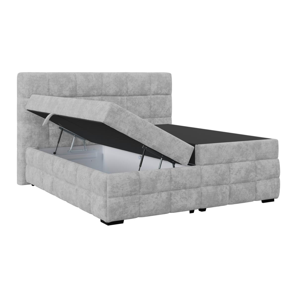 Čalouněná postel VEGA 180x200 cm, světle šedá - černá/světle šedá, Trend, dřevo/textil (180/200cm)