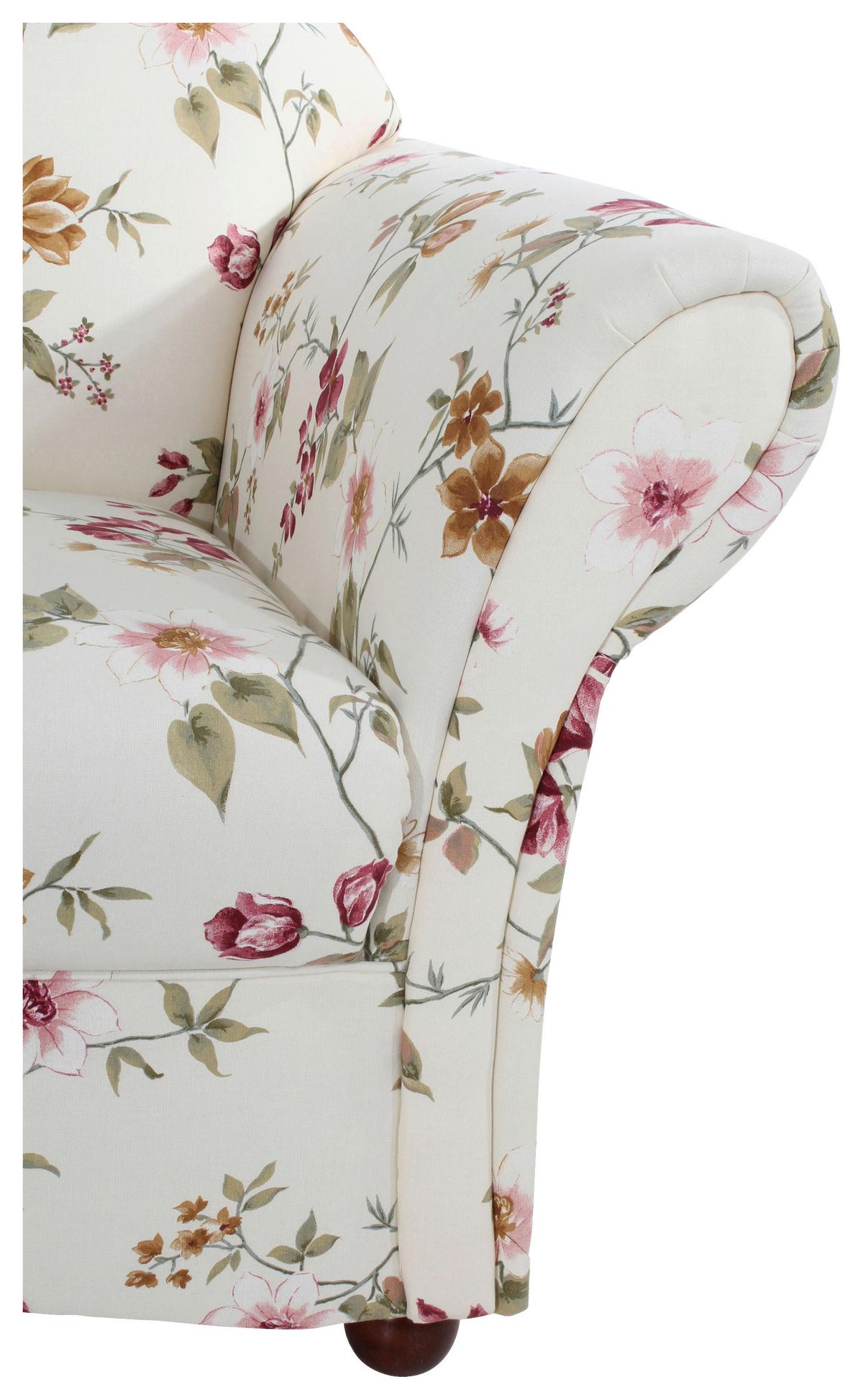 2-Sitzer-Sofa Corona Rot/Weiß, Blumen Design - Rot/Nussbaumfarben, Design, Textil (151/85/81cm) - Max Winzer