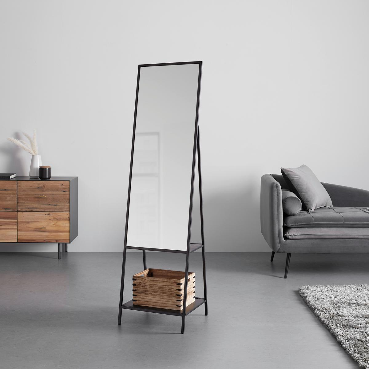 Zrcadlo MILANA - černá, Moderní, kov/sklo (46/171/41cm) - P & B