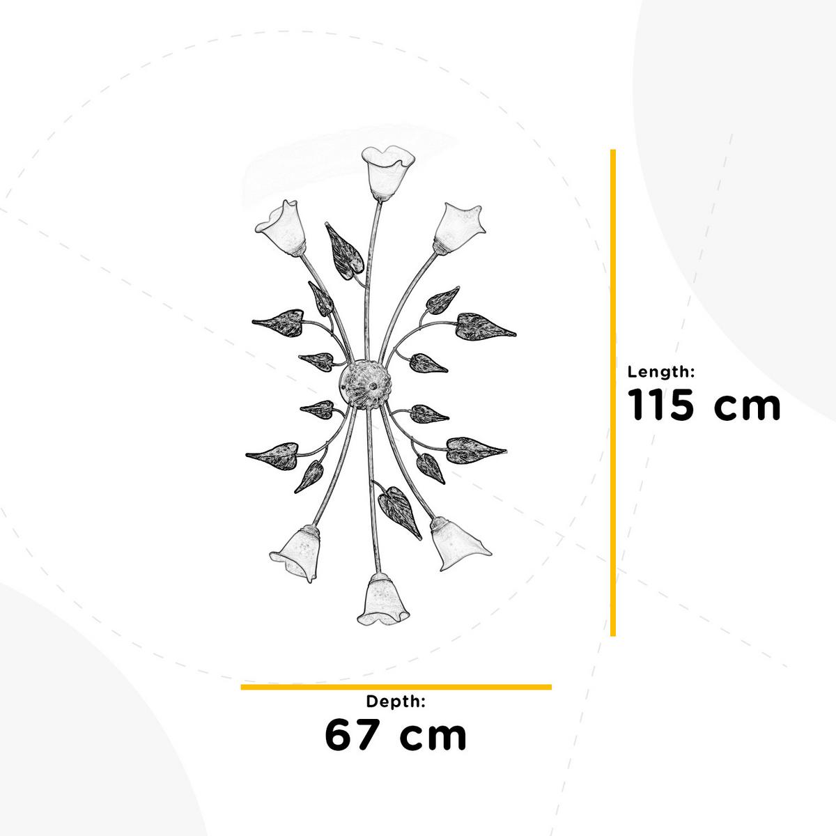 Deckenleuchte 4647/Ov6 - Beige/Weiß, Natur, Glas/Metall (65/40/125cm)