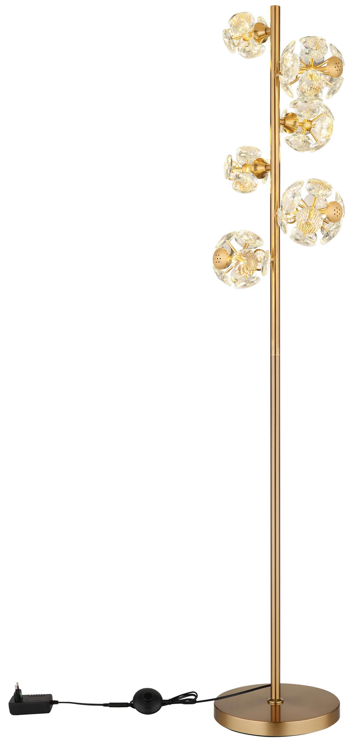 LED-Stehleuchte Virina L:28cm Klar Goldfarben Transparent - Klar/Transparent, KONVENTIONELL, Glas/Kunststoff (28/36/155cm) - Globo