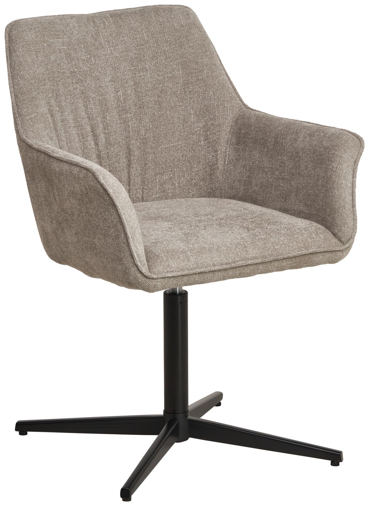 Armlehnstuhl Pat Taupe, Sitzfl. 360° Drehbar - Taupe/Schwarz, KONVENTIONELL, Holz/Textil (60/86.5/61cm) - MID.YOU