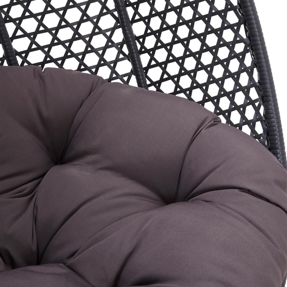 XXL Závěsné křeslo Bari včetně polštářů - šedá/tmavě šedá, Moderní, kov/textil (130/201/116cm) - Bessagi Garden