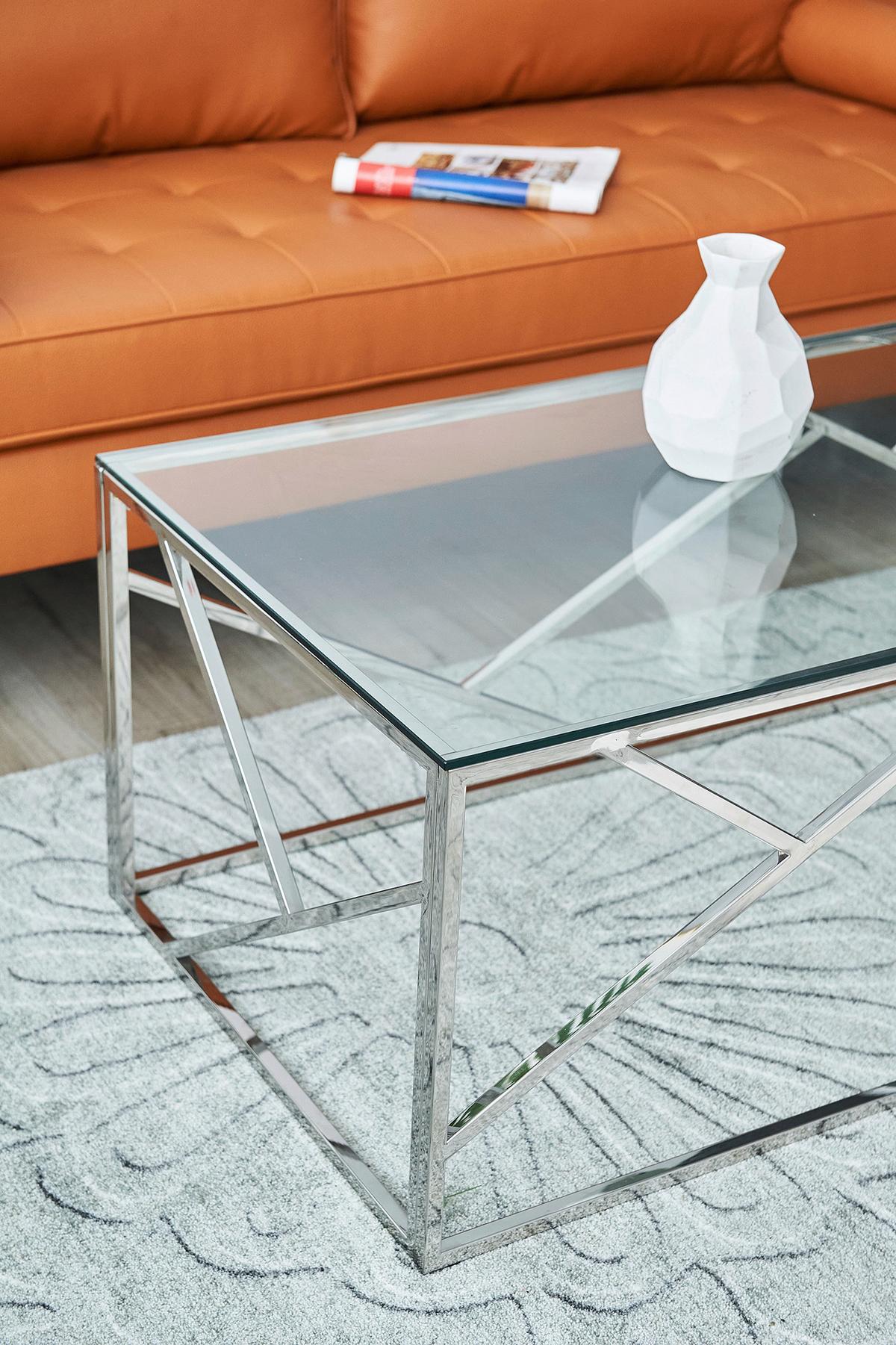 Couchtisch Silberfarben L: 120 Cm - Klar/Silberfarben, Design, Glas/Metall (120/60/45cm) - Livetastic