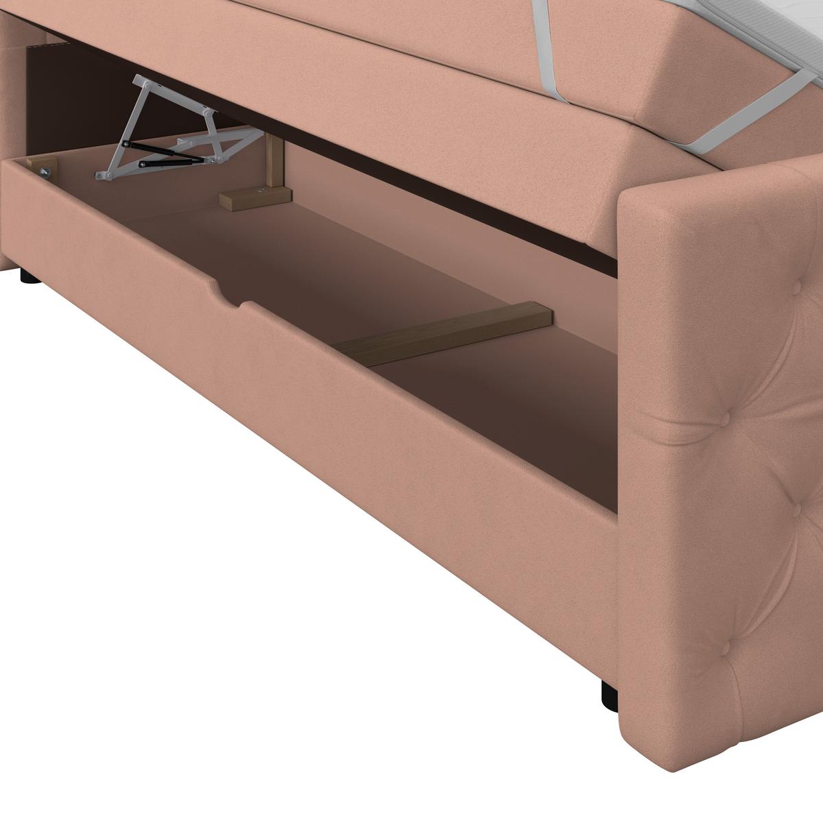 Boxspringbett Elio Altrosa 140x200 cm H2 - Beige/Schwarz, ROMANTIK / LANDHAUS, Textil (140/200cm) - James Wood