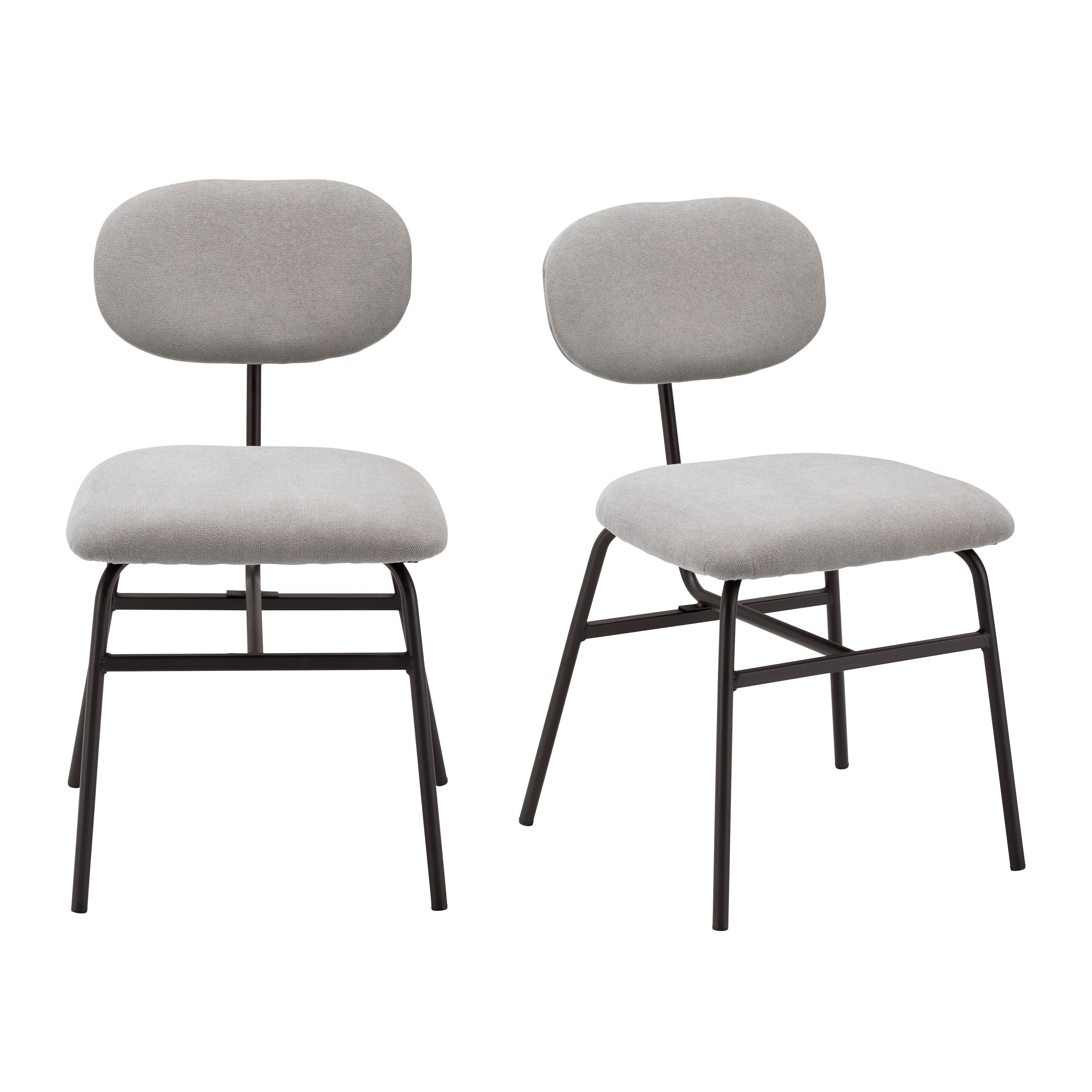 Sada 2ks židlí PINO světle šedá - černá/světle šedá, Moderní, kov/textil (46/80/55cm) - PBJ