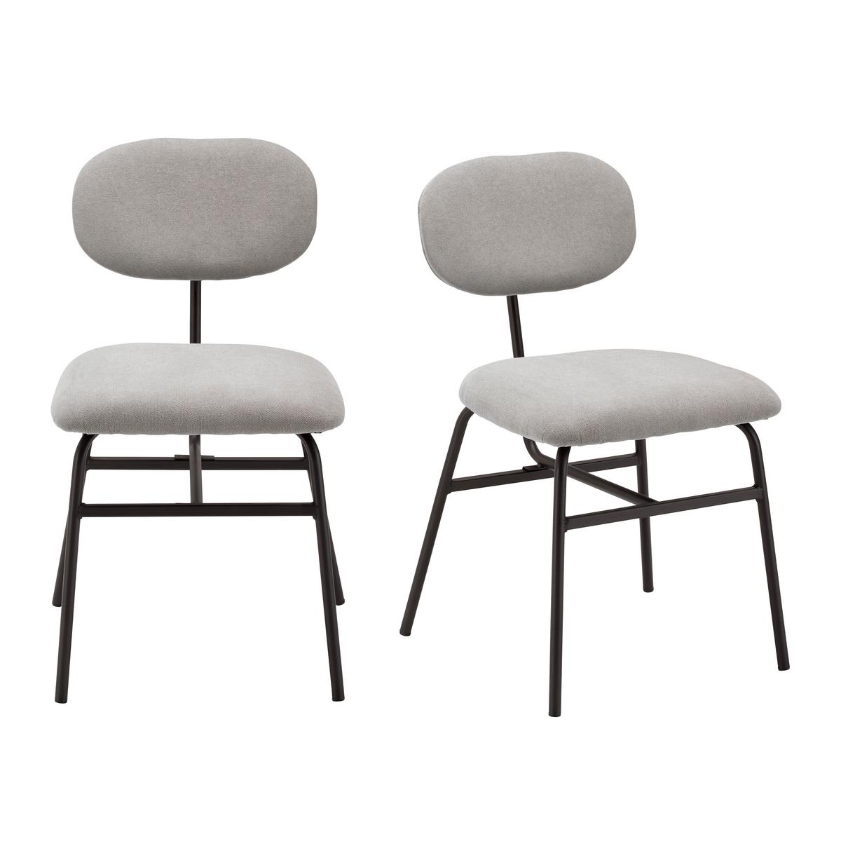 Sada 2ks židlí PINO světle šedá - černá/světle šedá, Moderní, kov/textil (46/80/55cm) - PBJ