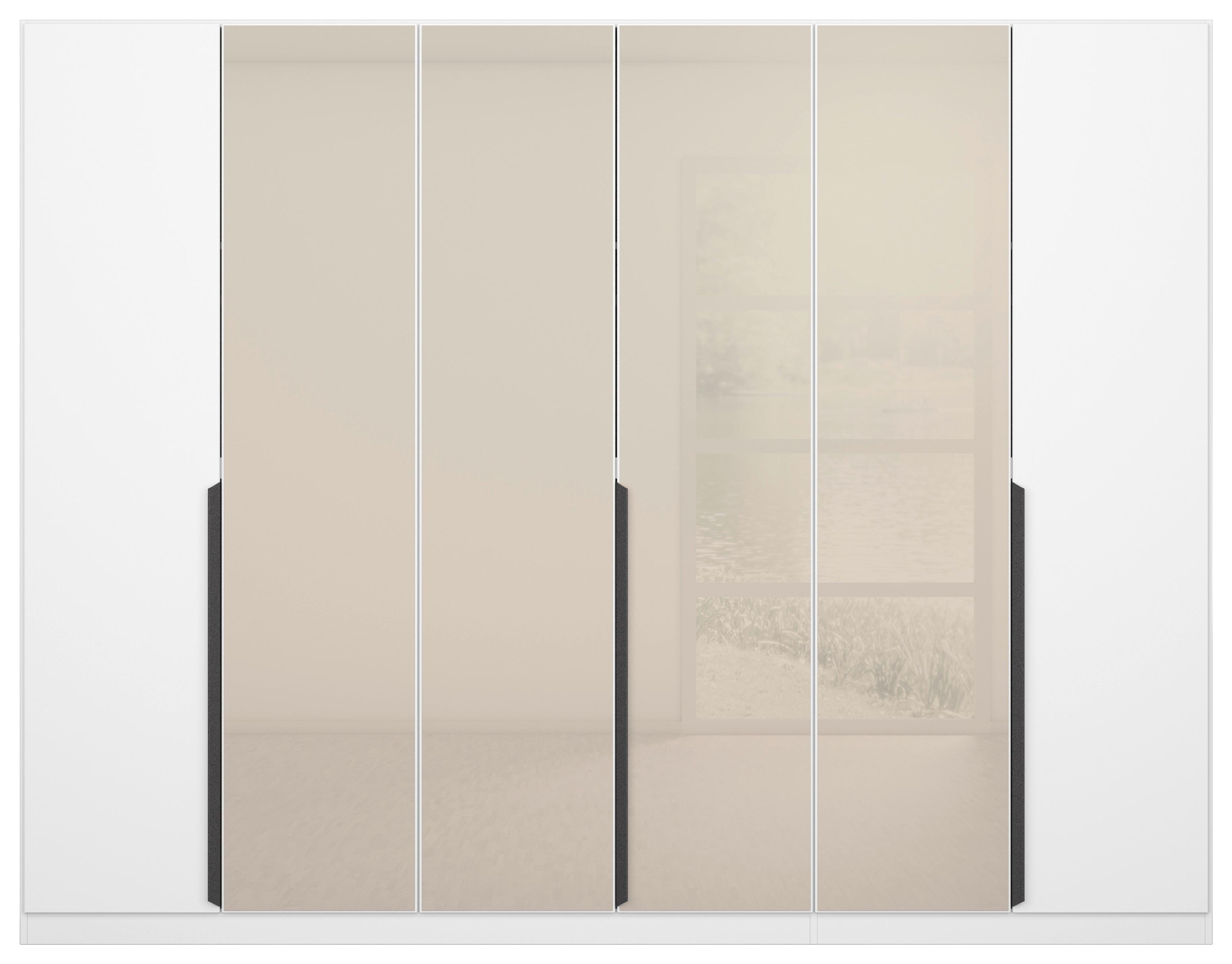 Drehtürenschrank Artemis 271 Cm Weiß/champagnerfarben - Champagner/Weiß, MODERN, Glas/Holzwerkstoff (271/210/54cm) - Rauch Möbel