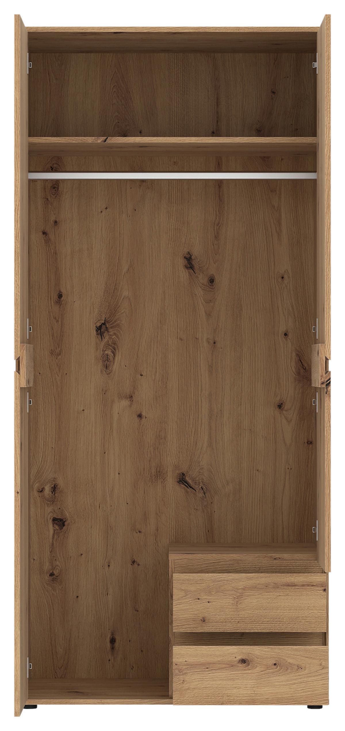 Kleiderschrank Zapato Eichefarben B: 92cm - Eiche Artisan, MODERN, Holzwerkstoff (92/199,9/55cm)