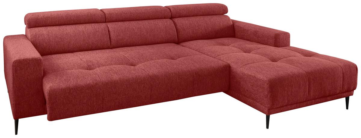 Ecksofa Intera, Rot S: 276x188 Cm - Rot/Schwarz, KONVENTIONELL, Textil (276/188cm) - Livetastic