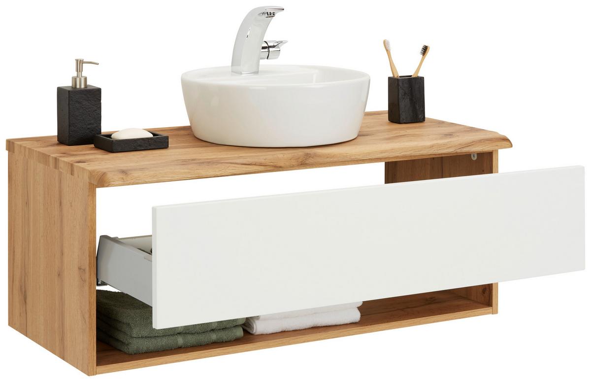 Umývadlová skrinka SÖLDEN -EXKLUSIV- - biela/dub wotan, Lifestyle, kompozitné drevo/keramika (10/55/47cm) - Premium Living