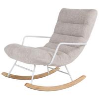 Houpací židle SWINGO, krémová žinylka - bílá/krémová, Moderní, kov/dřevo (72/96/110cm) - Mömax