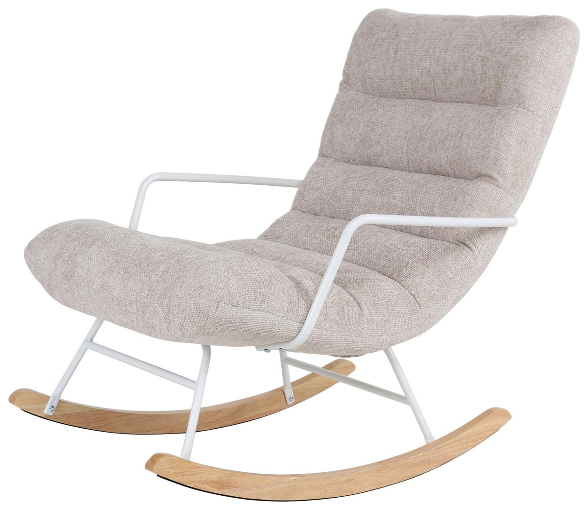 Houpací židle SWINGO, krémová žinylka - bílá/krémová, Moderní, kov/dřevo (72/96/110cm) - Mömax