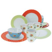 Kombiservice Porzellan 4 Personen Geschirr Set - Blau/Gelb, Keramik (32/31,5/33cm) - Creatable