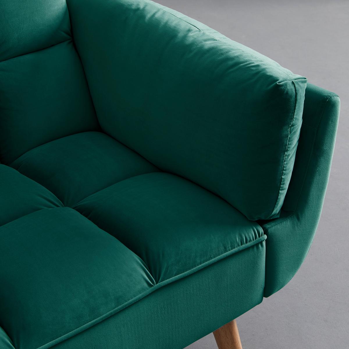 Rozkládací pohovka CORA, zelený samet, max. 360 kg - zelená/přírodní barvy, Moderní, dřevo/textil (214/92/81cm) - Bessagi Home