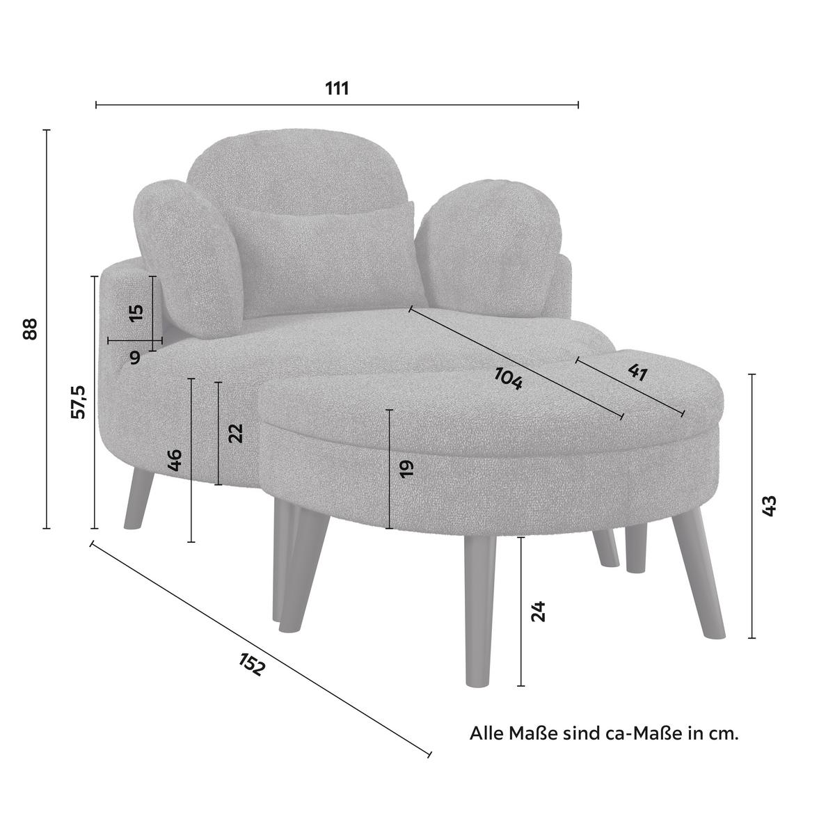 Kreslo s taburetkou BIANCA, hnedá ženilka, max. 150 kg - hnedá/prírodná farba, Modern, drevo/textil (111/69/152cm) - Bessagi Home