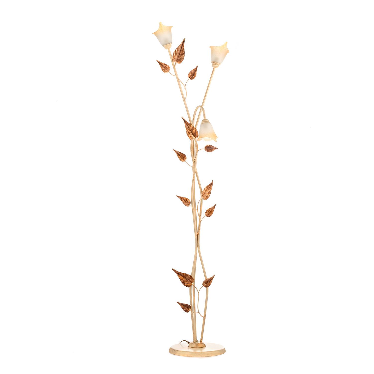 Stehleuchte 4647/Pt3 - Beige/Weiß, Natur, Glas/Metall (55/55/175cm)