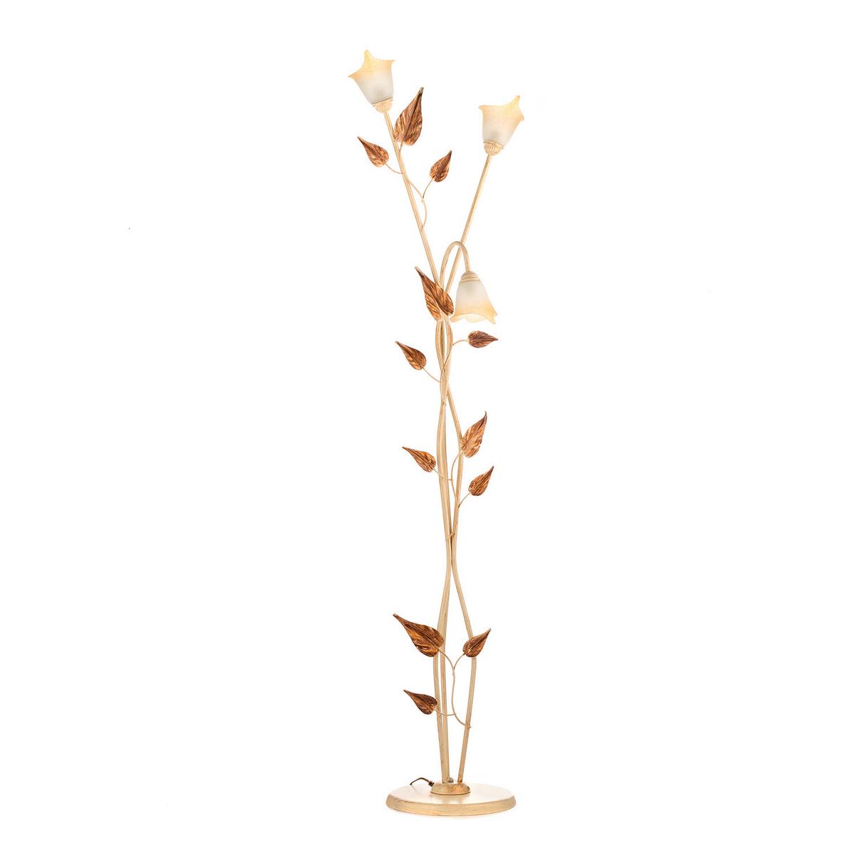Stehleuchte 4647/Pt3 - Beige/Weiß, Natur, Glas/Metall (55/55/175cm)