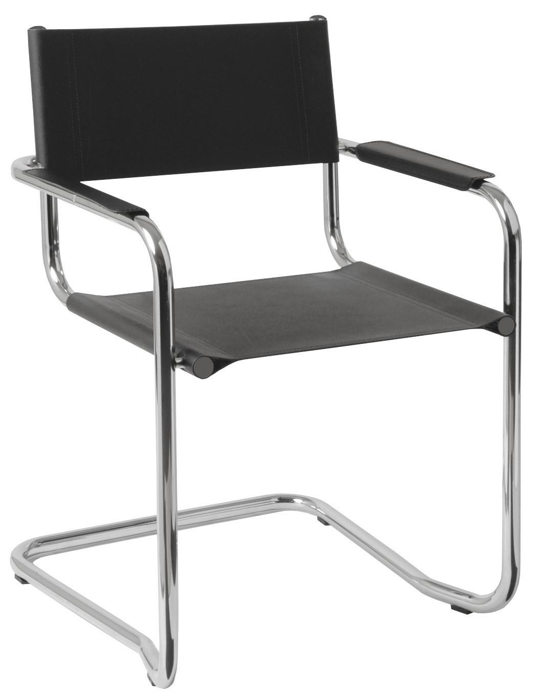 Schwingstuhl Logo Lederlook Schwarz Bis 90 Kg - Chromfarben/Schwarz, Basics, Textil/Metall (52/81/52cm) - Livetastic