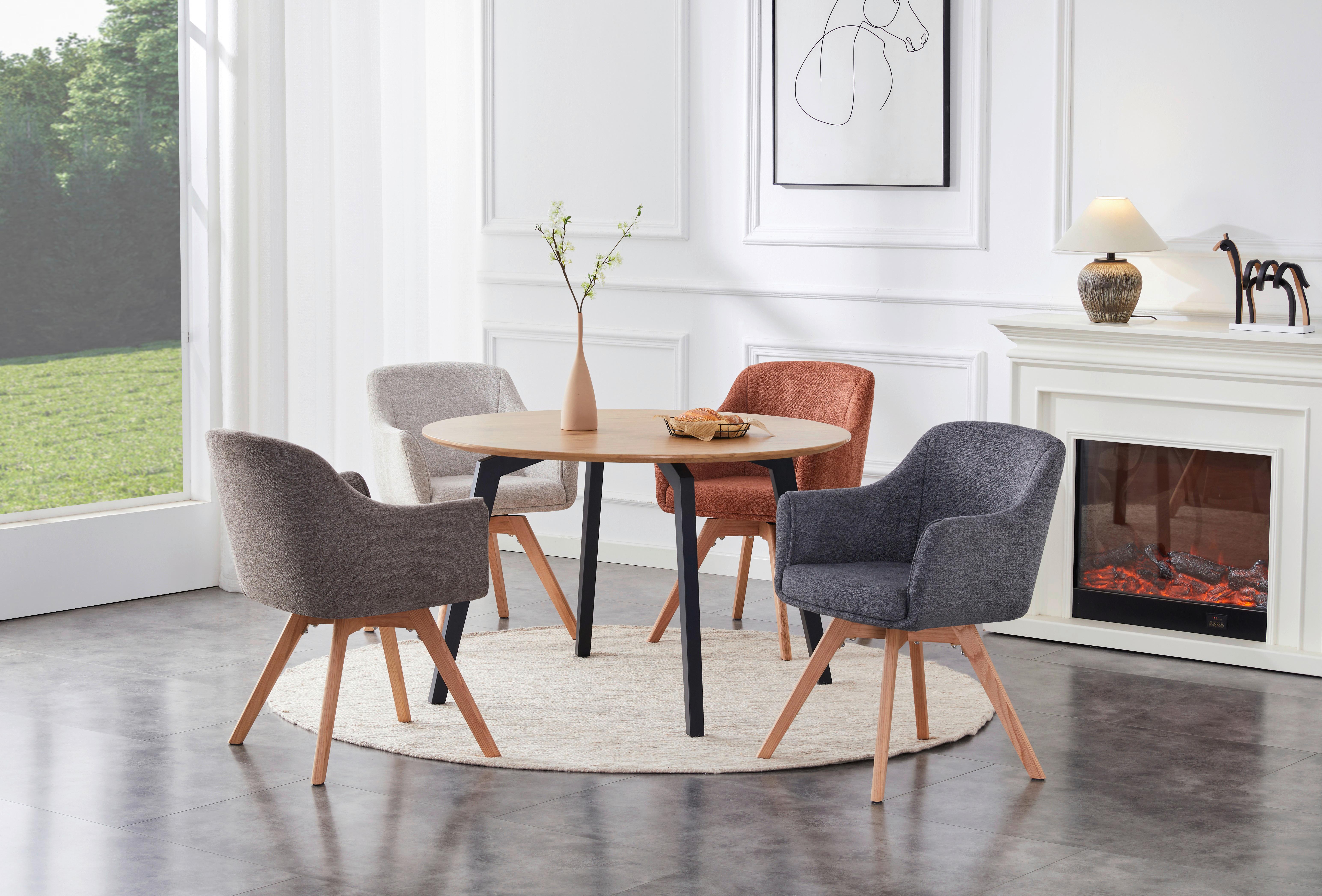 Armlehnstuhl Mats Webstoff Grau, B: 61 Cm - Naturfarben/Grau, KONVENTIONELL, Holz/Textil (61/85,5/63,5cm) - Livetastic