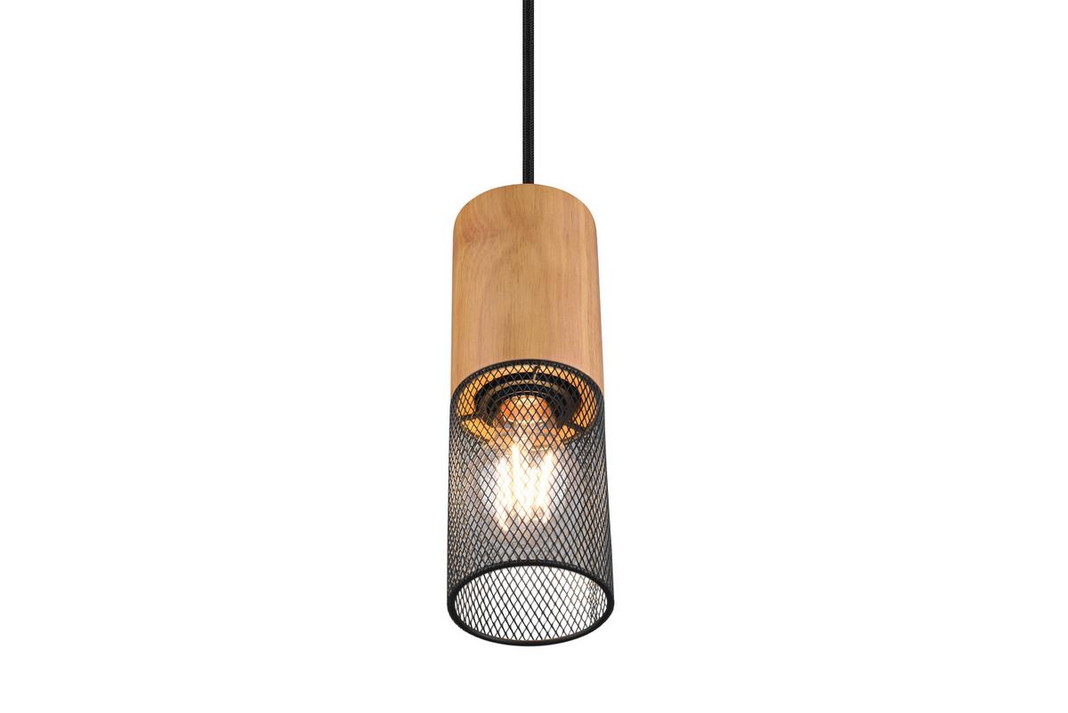 Hängeleuchte Duoline H: 180 cm 1-Flammig mit Holz - Schwarz, Natur, Holz/Metall (8,0/180cm) - Trio Leuchten