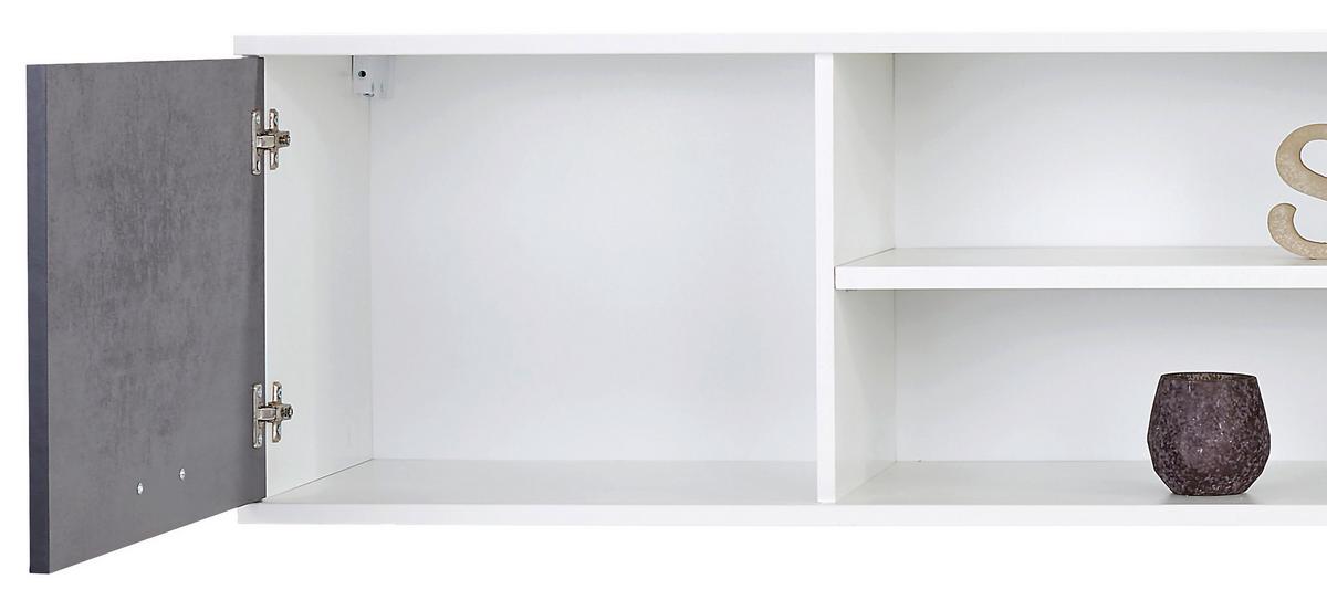 Hängeelement Star B: 204 cm Weiß/Betonoxid + Offene Fächer - Dunkelgrau/Weiß, KONVENTIONELL, Holzwerkstoff (204/40,6/38cm)