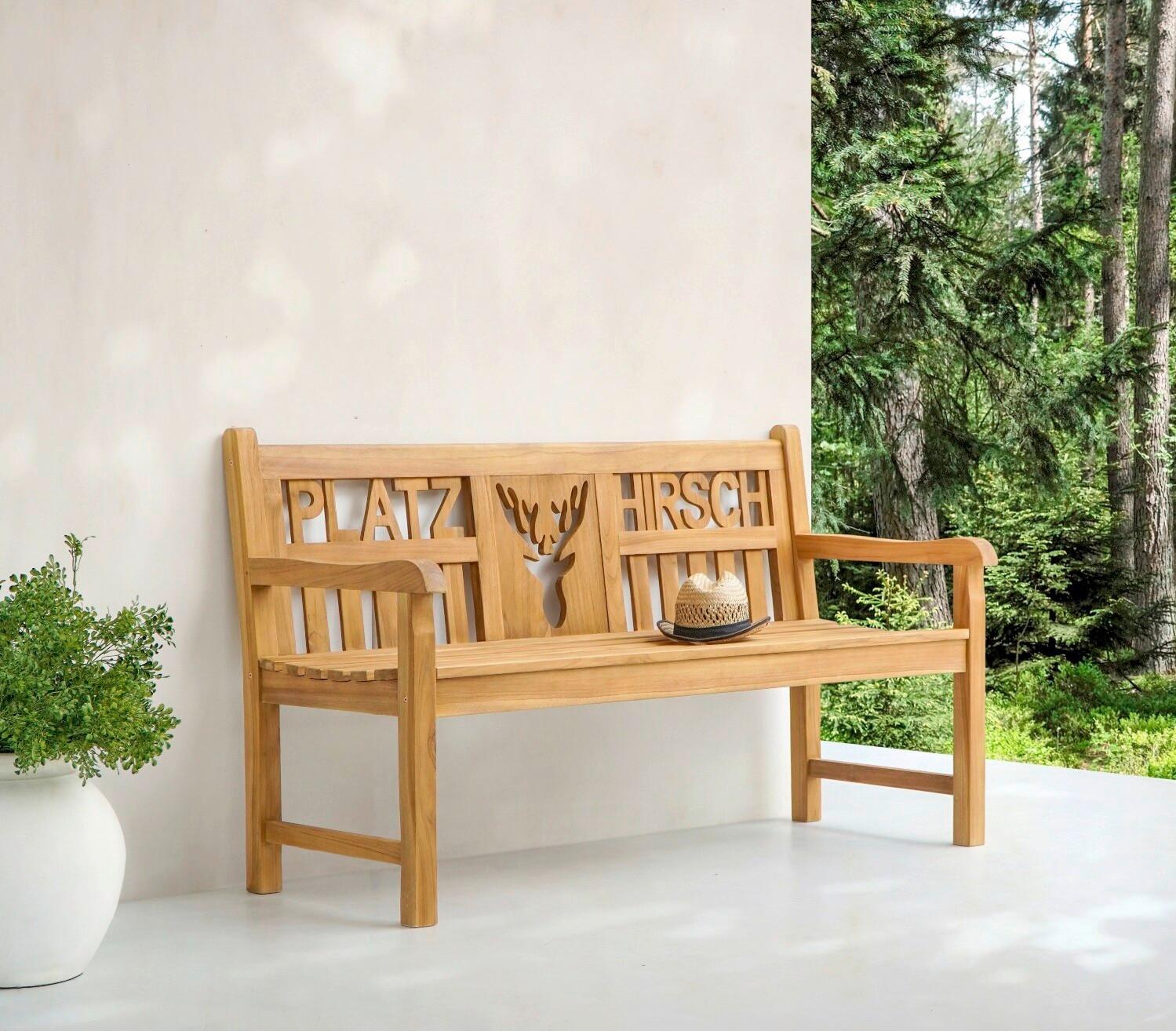 GARTENBANK Echtholz Natur - Teakfarben, Basics, Holz (150/89/63cm) - Gardenson