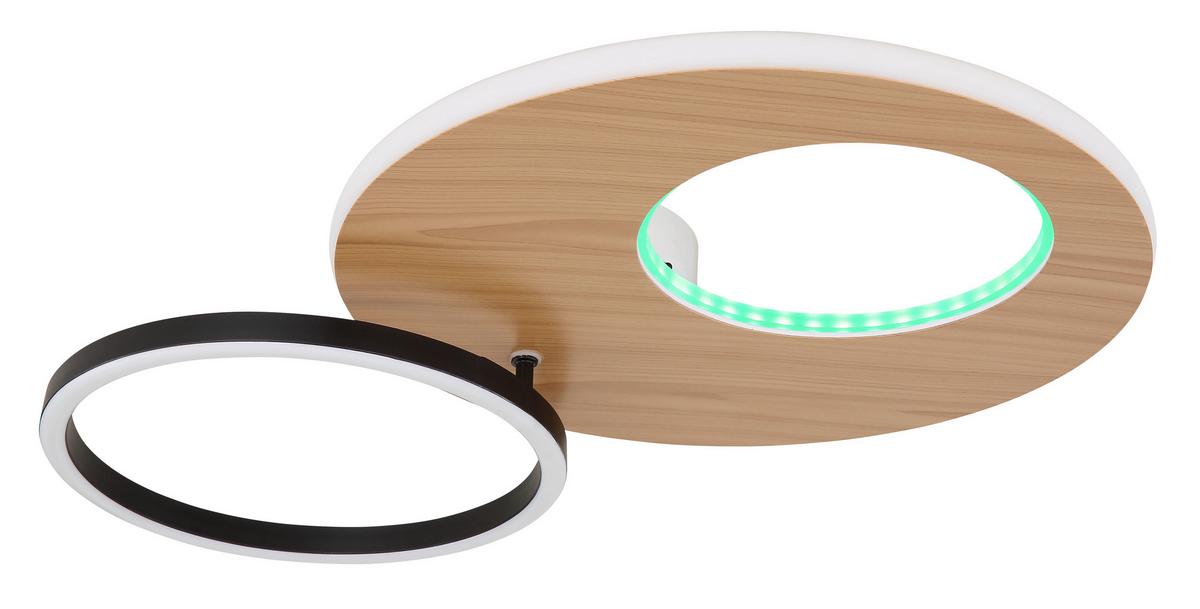 Led-deckenleuchte 67285-21 - Dunkelbraun/Opal, Design, Holzwerkstoff/Kunststoff (61,2/40/10,5cm) - Globo