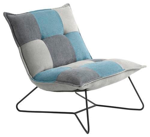 Polstersessel Vico Stoffbezug Schlamm/denim/grau - Blau/Schlammfarben, Basics, Textil/Metall (69/76/86cm) - MID.YOU