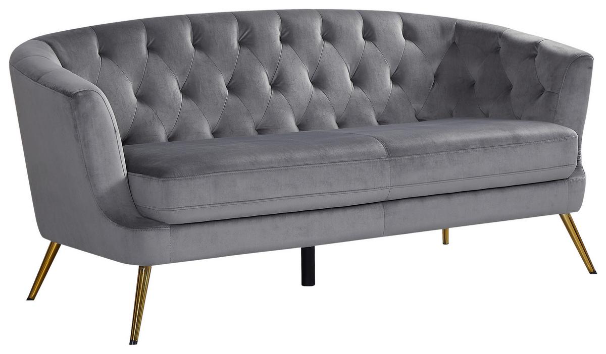 2-sitzer-sofa Lita Grau Samt - Goldfarben/Grau, MODERN, Textil/Metall (150/78/83cm) - Ti'me