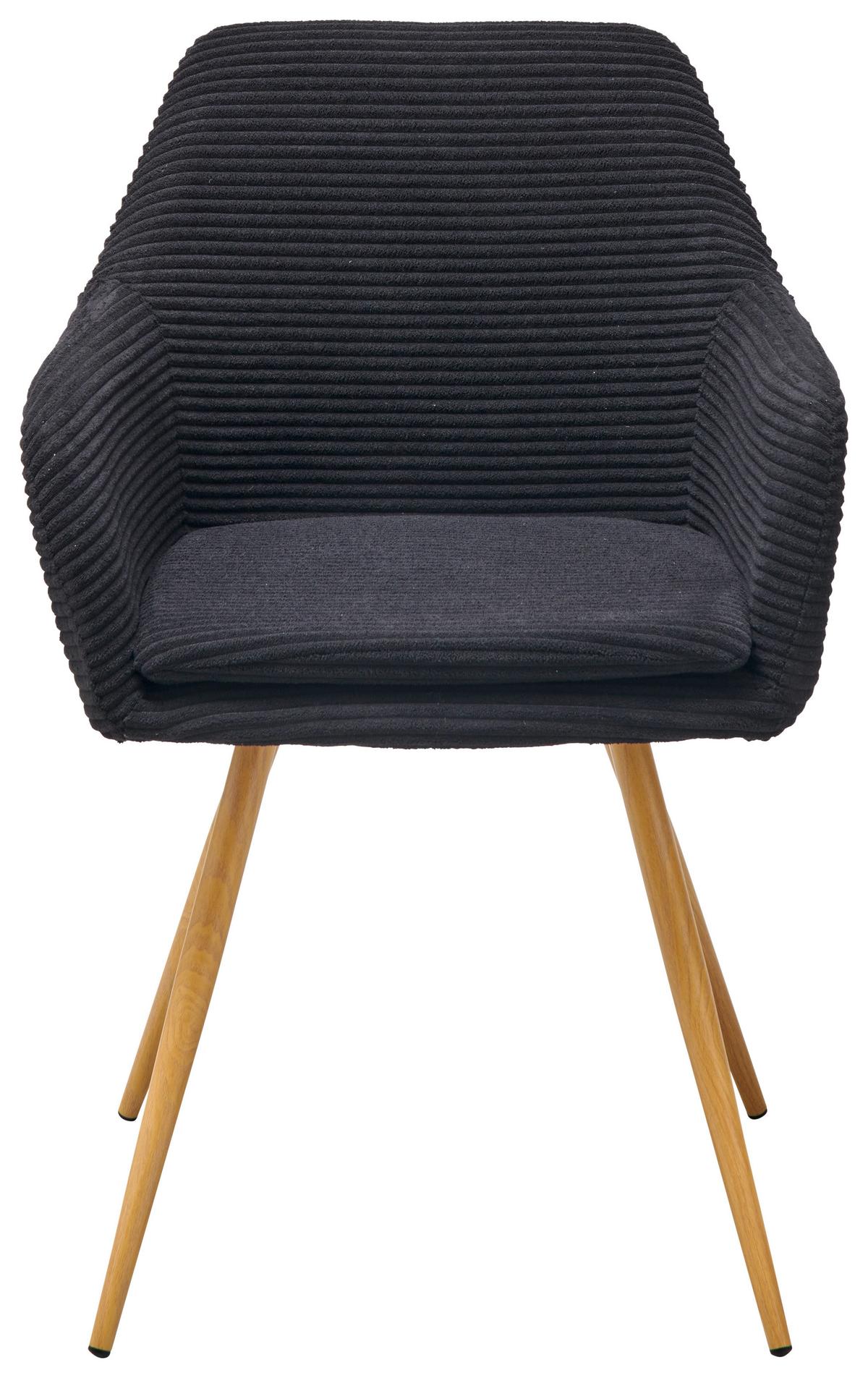 Armlehnstuhl-set Cardiff - Schwarz/Naturfarben, LIFESTYLE, Textil/Metall (57/83/62cm) - MID.YOU