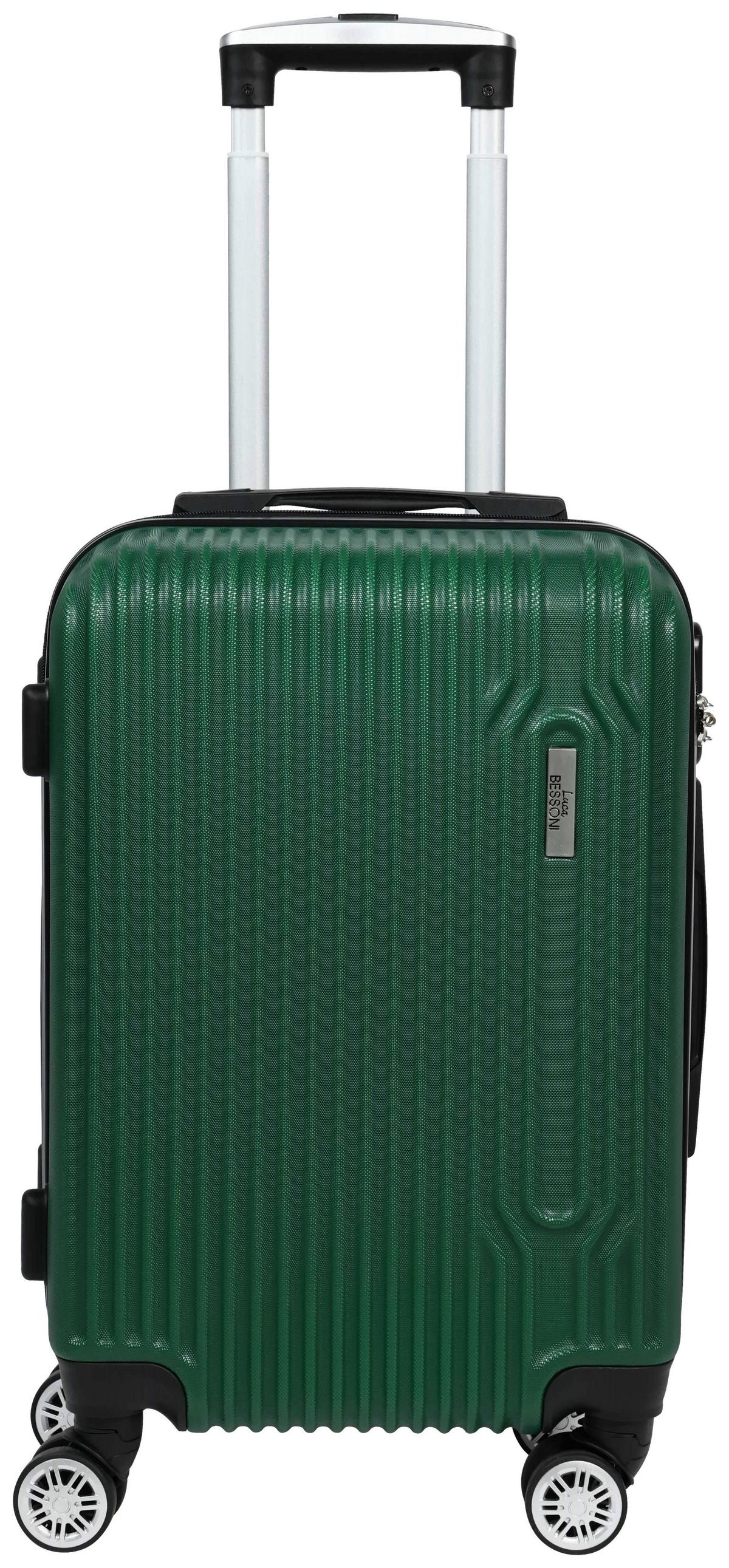 Reisekoffer Palermo 4 Rollen Hartschale, Größe S - Dunkelgrün, Design, Kunststoff/Textil (36/23/55cm) - Luca Bessoni
