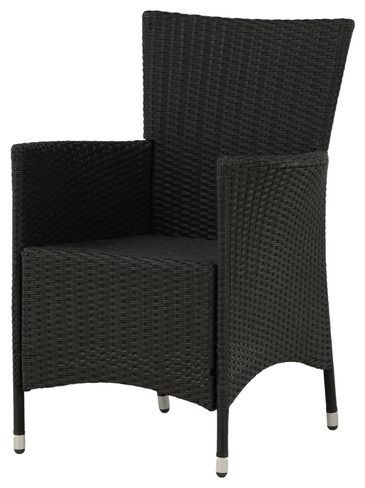 Gartensessel Stapelbar Knick 2er-Set Kunststoff/metall - Silberfarben/Schwarz, KONVENTIONELL, Kunststoff/Metall (60/88/60cm) - Gardenson