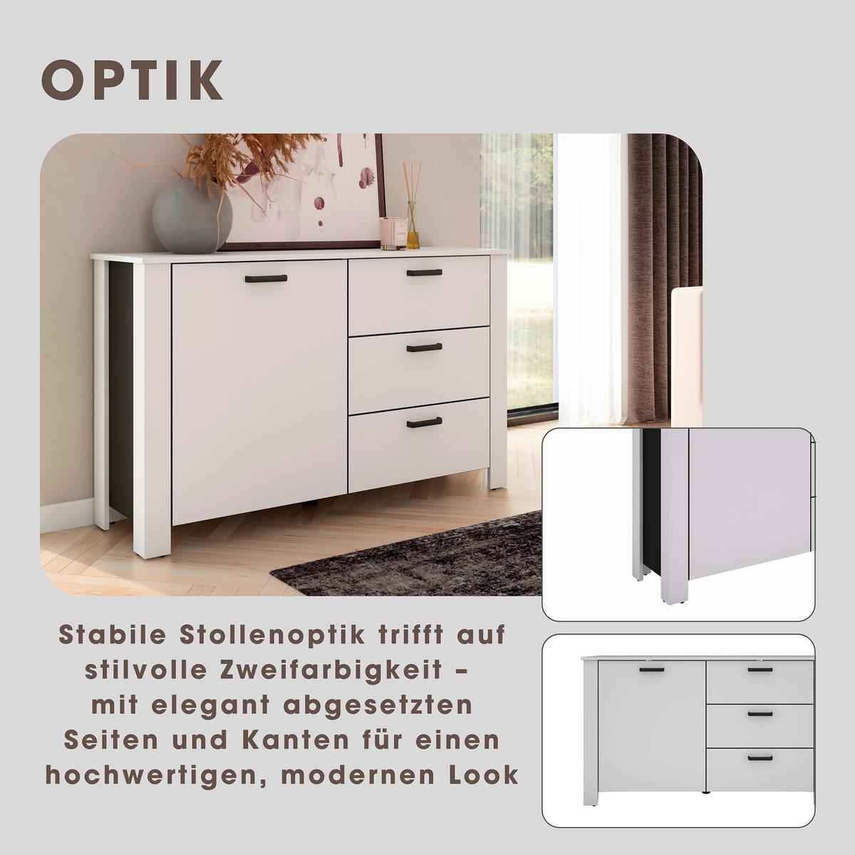 Sideboard Faro Weiß B: 140 cm - Schwarz/Weiß, Design, Holzwerkstoff (140/84/40cm) - MID.YOU