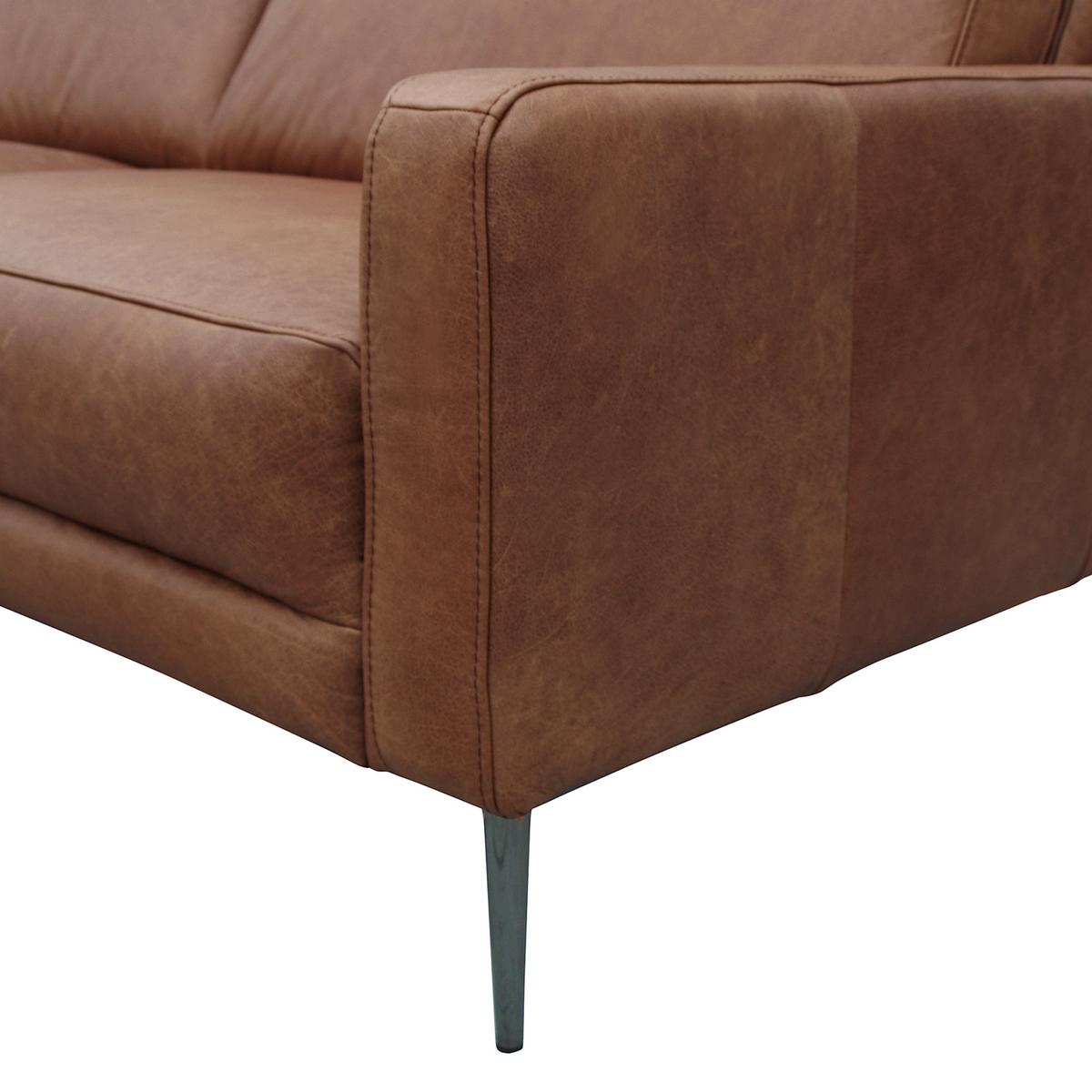 2-Sitzer-Sofa Spring, Dunkelbraun B: 157 cm - Dunkelbraun/Schwarzchrom, Design, Leder (157/85/92cm) - Livetastic