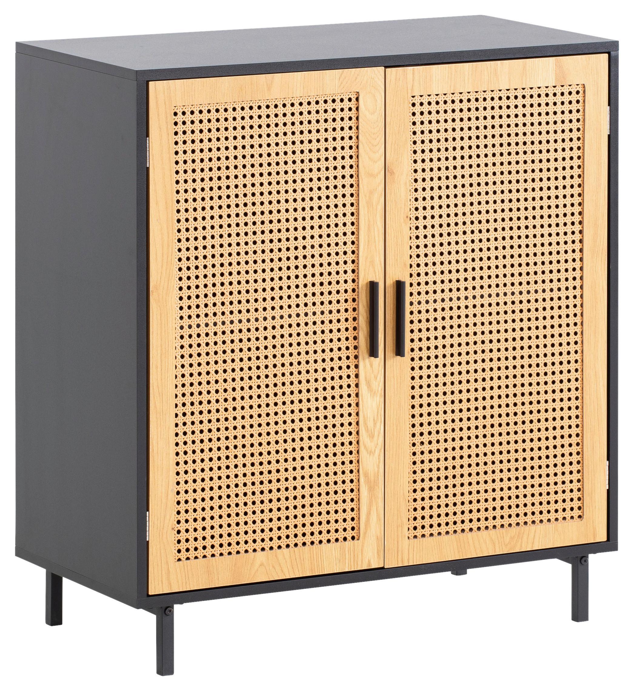 Kommode 80 cm Wl6.828, Schwarz - Schwarz/Braun, KONVENTIONELL, Holzwerkstoff (80/86,5/40cm) - Livetastic