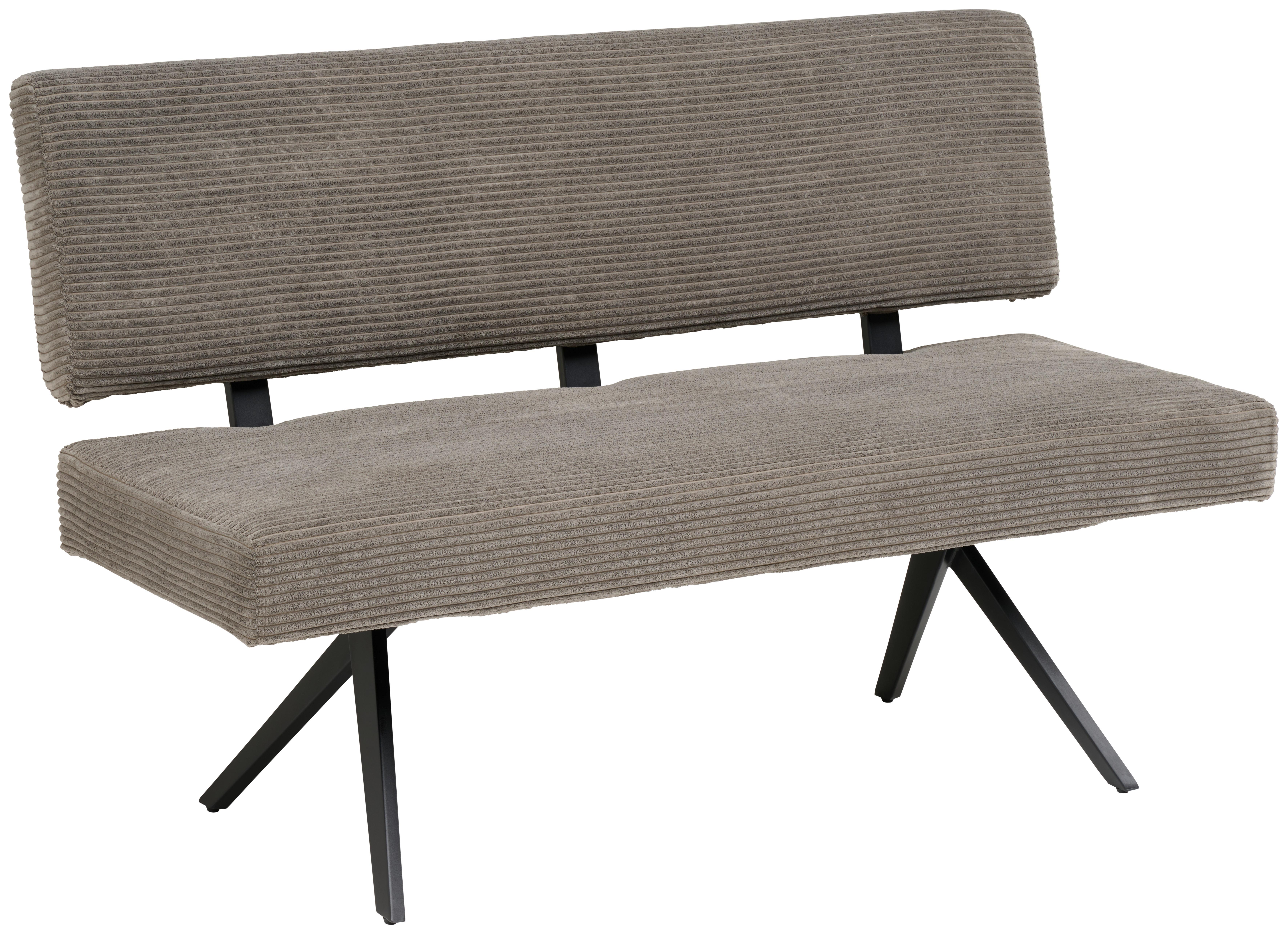 Sitzbank Chios Mit Lehne Cord Dunkelgrau, B: 140 Cm - Dunkelgrau/Schwarz, KONVENTIONELL, Textil/Metall (140/90/62cm) - MID.YOU