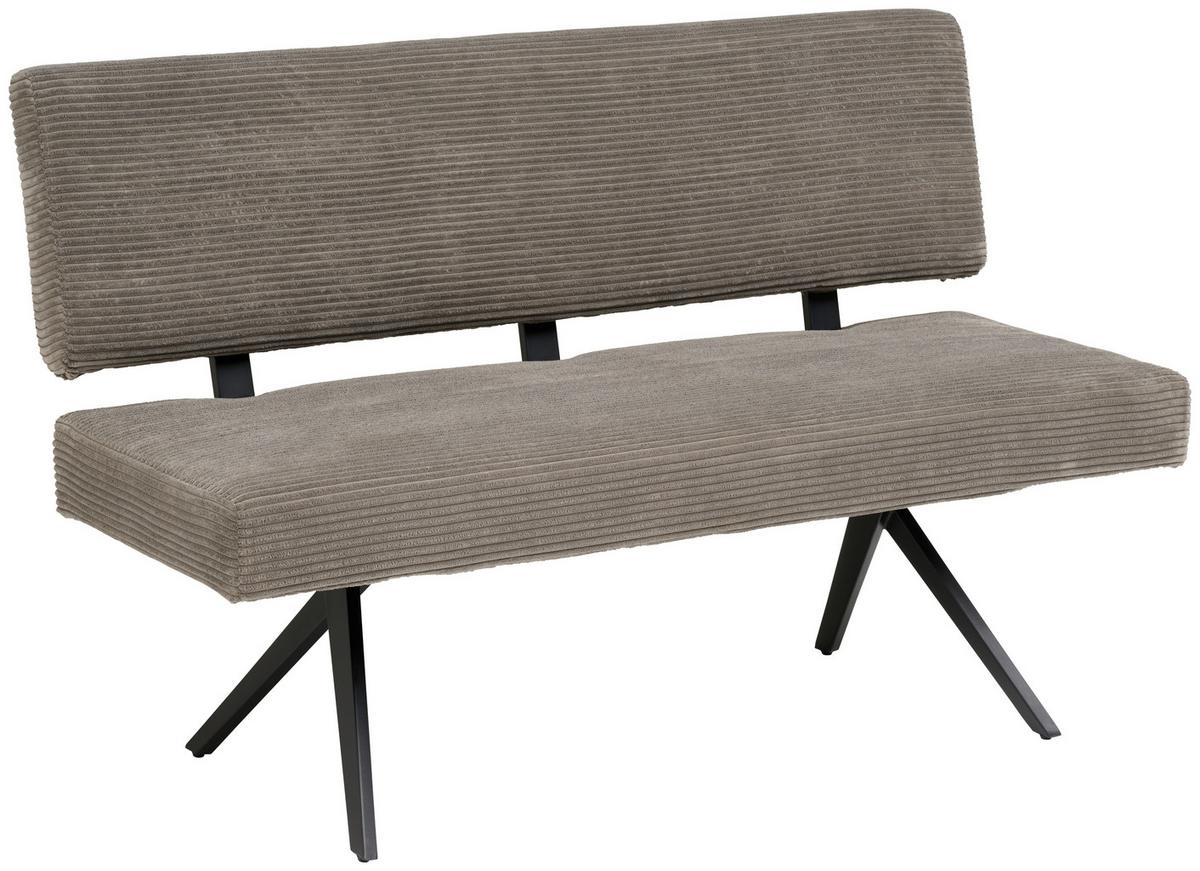 Sitzbank Chios mit Lehne Cord Dunkelgrau, B: 140 cm - Dunkelgrau/Schwarz, KONVENTIONELL, Textil/Metall (140/90/62cm) - MID.YOU